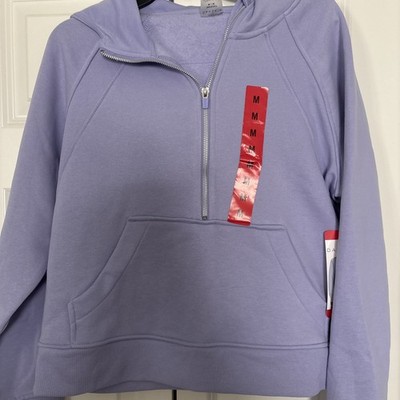Danskin Women's Mixed Rib Cozy Half Zip Hoodie, Lavender, Size  M
