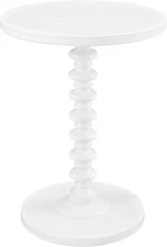 round Spindle, White Table 17 X 22.25 X 17
