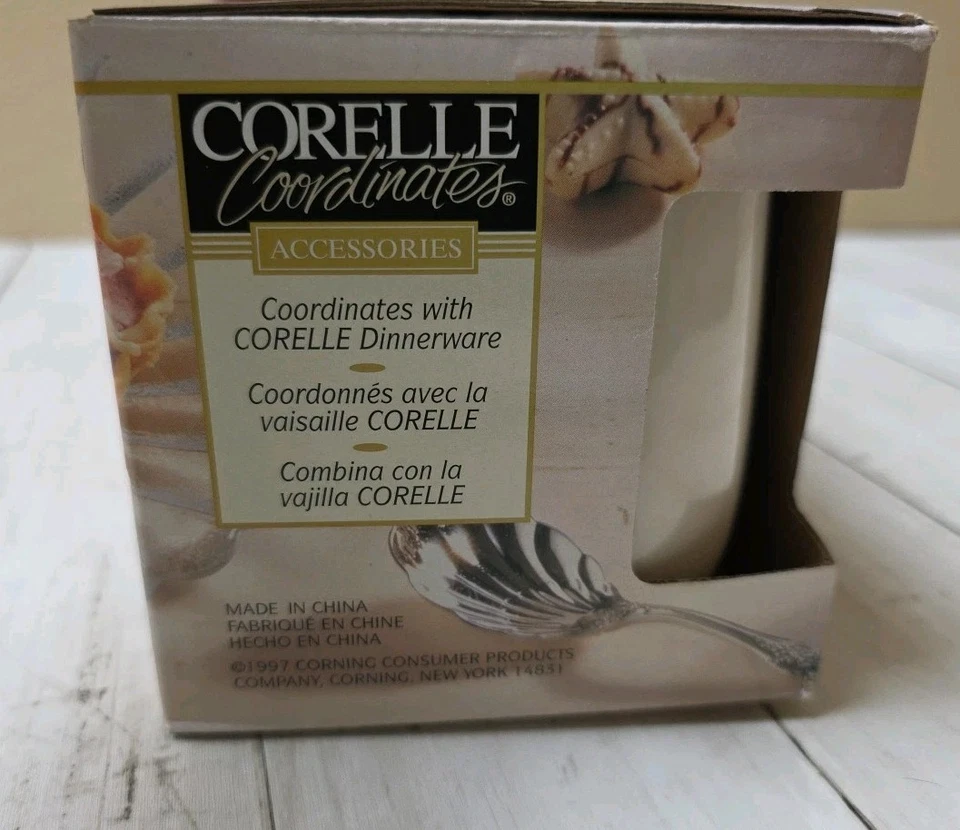 Corelle Coordinates 81-TY Sandstone Ivory Lidded Sugar Bowl and Creamer Set - Image 3 of 4