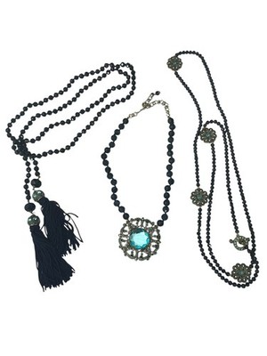 Heidi Daus HOW SUITE IT IS  Beaded Crystal Necklace AQUA  3 Piece Set $520