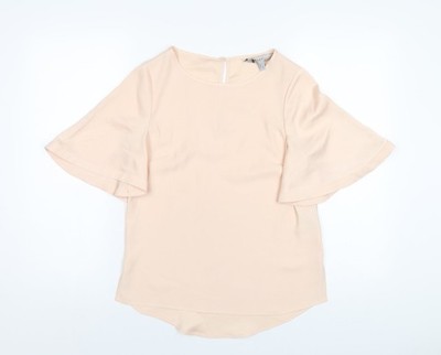 Coast Damen Beige Polyester Basic T-Shirt Größe 8 Rundhalsausschnitt