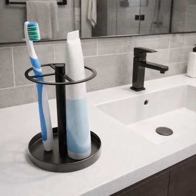 Toothbrush Toothpaste Holder Stainless Steel Anti-slip Toothbrush Stand Rack - Image 1 of 4