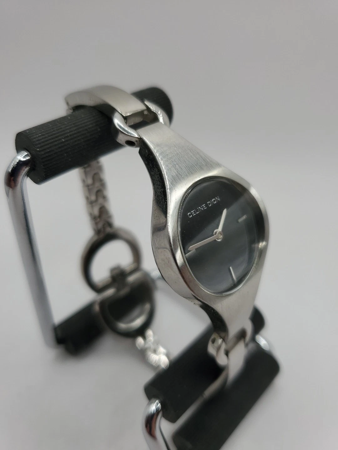 Orologio Celine Dion Donna Moda Quarzo 25mm Tondo Tono Argento Bracciale Cinturino