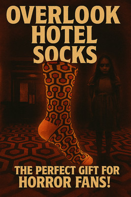 The SHINING sock inspired OVERLOOK HOTEL rug inspired crew sock
