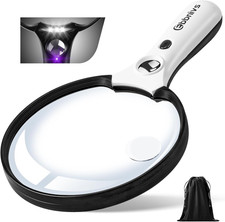 Large Magnifying Glass with Light, Magnifier 10X 20X 45X Handheld Illuminated Li