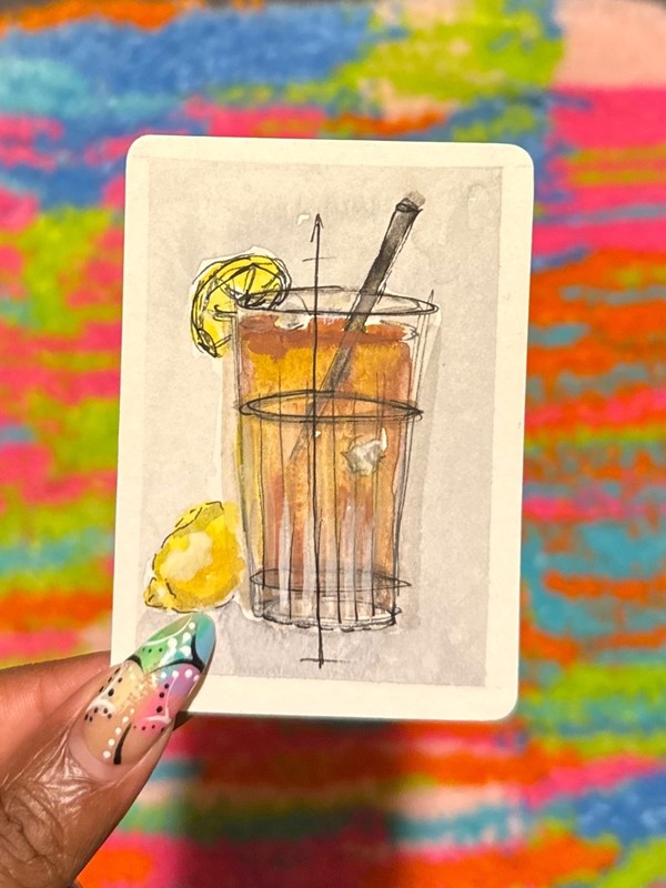 First Round ACEO Original Cocktail Painting –  Honey Art Studios