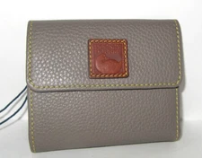 Dooney & Bourke Taupe Pebbled Leather Small Flap Wallet NWT $128