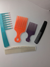 Lot of 5 Vintage Plastic Combs and picks for hair retro 90s 80s