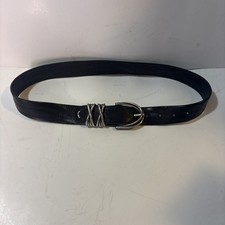 Nanni Vintage Women  s Wrinkled Leather Belt Silver Buckle 34  Made In Italy