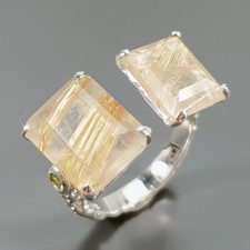 Gemstone 12 ct Natural Rutilated Quartz Ring 925 Sterling Silver Size 9 /R429915