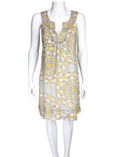 Loft Women's Floral Linen Shift Dress Sand/Yellow Size 6