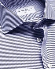 Charles Tyrwhitt Non-Iron Twill Bengal Stripe Shirt Blue Extra Slim Fit 16/33