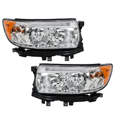 Left+Right Side Headlights For Subaru Forester 2006-07-2008 Clear Halogen Chrome