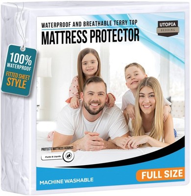 Full Size Mattress Protector Waterproof Premium 200 Gsm Terry Mattress Cover