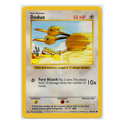1999 Vintage Pokémon Doduo Base Set Shadowless Common #48/102 Lightly Played