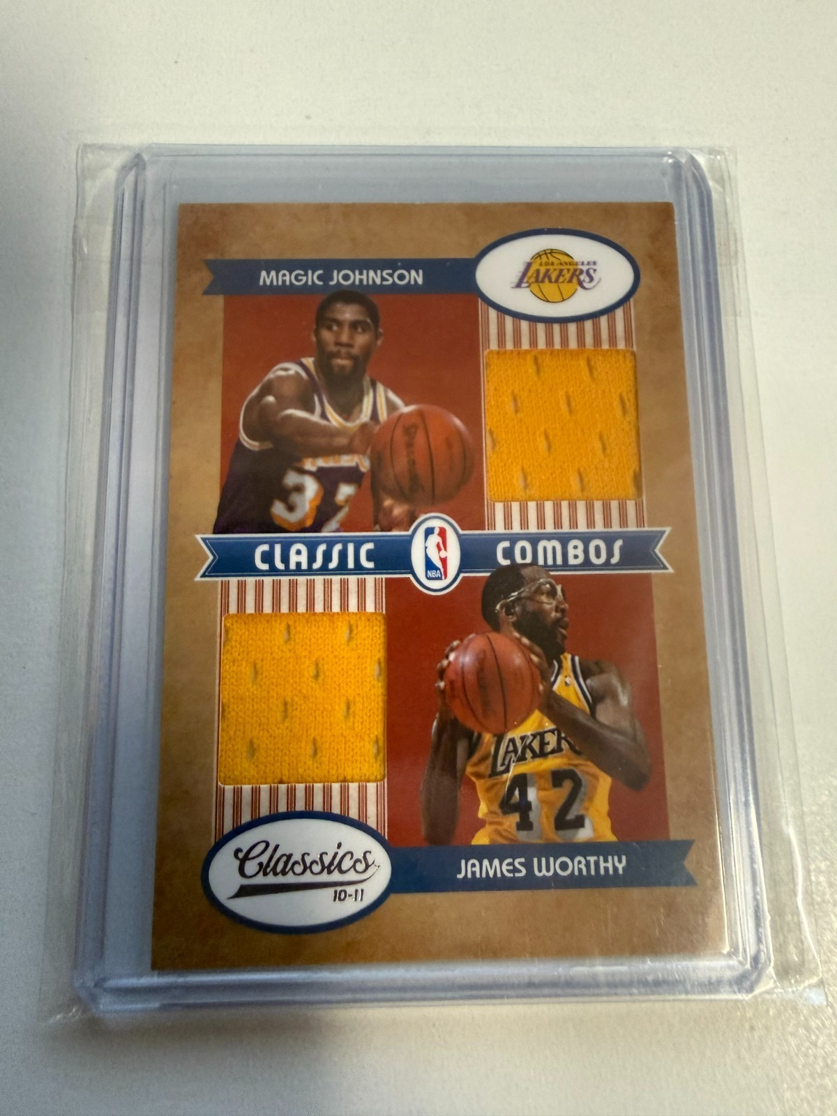 2010-11 PANINI MAGIC JOHNSON JAMES WORTHY CLASSIC COMBOS 32/99 JERSEY # MATCH FM