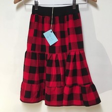 Skirt Flannel Girls 3/4 Maxi Red Buffalo Plaid Ruffle Tier Mom and Pop's Kids