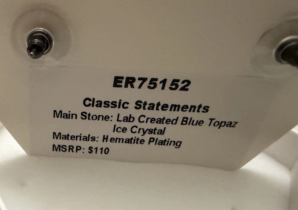Pendientes Bomb Party Declaraciones Clásicas Laboratorio Topacio Azul Cristal de Hielo HematitaER75152 Foto 2 de 3