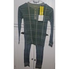 Hearth  Hand Kids Pajama Set Green Plaid Cotton Long Sleeve Sleepwear Outfit 10