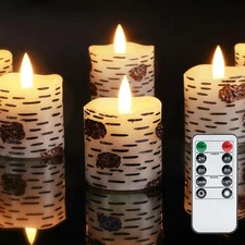 Homemory Flameless Votive Candles with Remote, 2" x Birch Bark (Remote) 