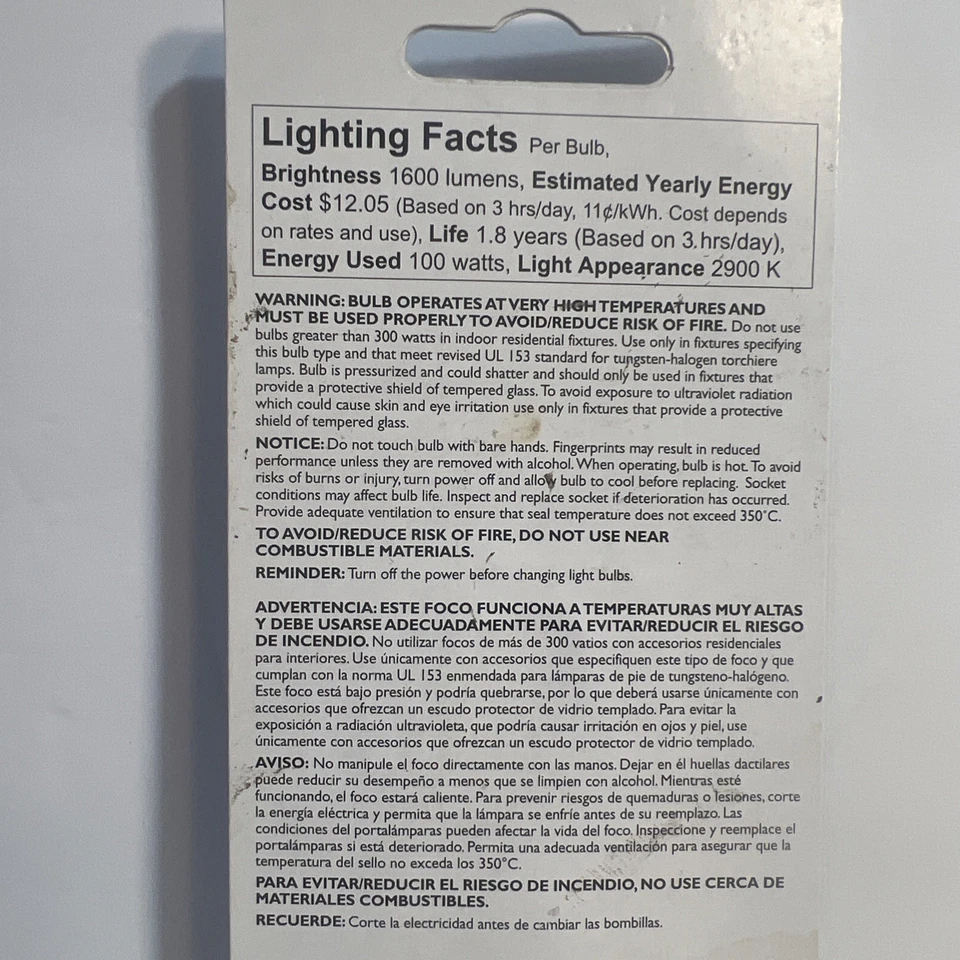 Philips 100W 120V Clear RSC Base T3 Work Light & Security Bulb New In Package - Image 4 of 4