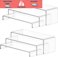 6 Pack Clear Acrylic Display Risers 3 Tier Riser Stand for Collectibles  Cosmet