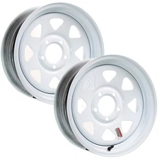 eCustomrim 2-Pk Trailer Rims Wheels 13" 13X4.5 5 Lug Hole Bolt White Spoke