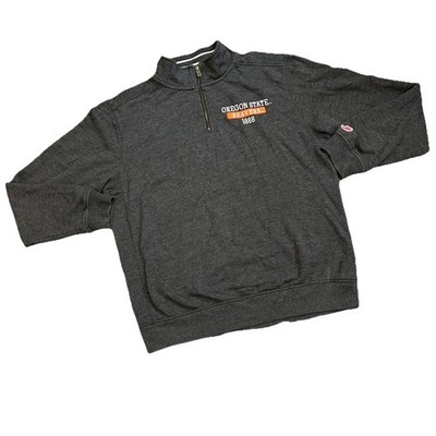 Oregon State Beavers 1/4 Zip Sweatshirt Mens L Gray League Triblend Sweats NCAA
