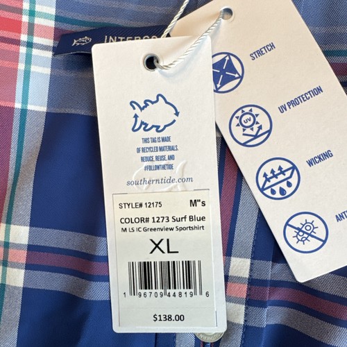 NWT SOUTHERN TIDE Mens SZ XL Intercoastal Performance Surf Blue LS Shirt - Picture 11 of 11