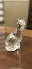 Vintage Waterford Crystal Glass Figurine Cat Seated Looking Up 2.75" Tall Signed