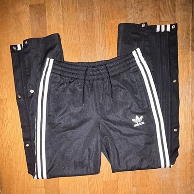 Adidas Originals Black/White 3-Stripe Snap Side Track Pants Size US L / UK 14Y