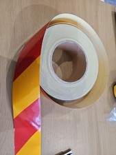 45m x 50mm Roll Of Yellow And Red Chevron Reflective Self Adhesive Tape