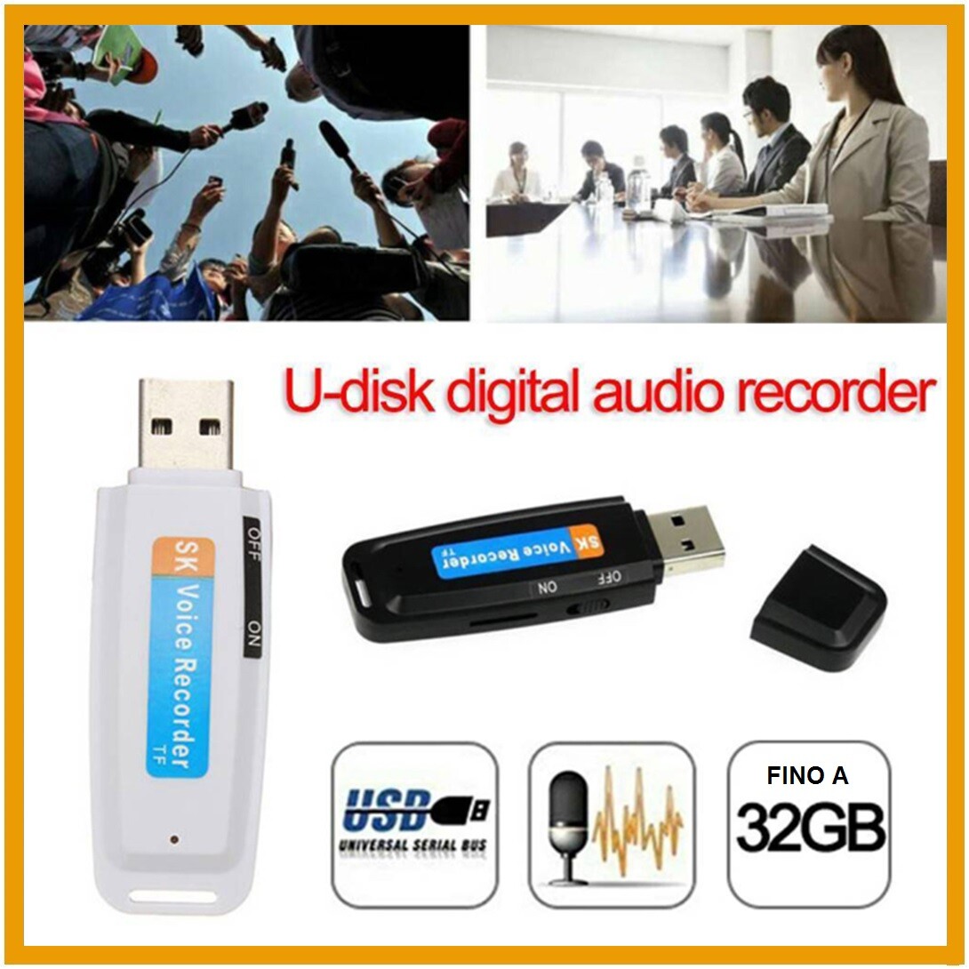 Registratore Vocale Mini Spia USB Professionale - Micro SD & MP3