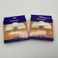 10 Pack DVD-R Discs Verbatim 4.7GB 16X 120 min Brand New Sealed Lot of 2