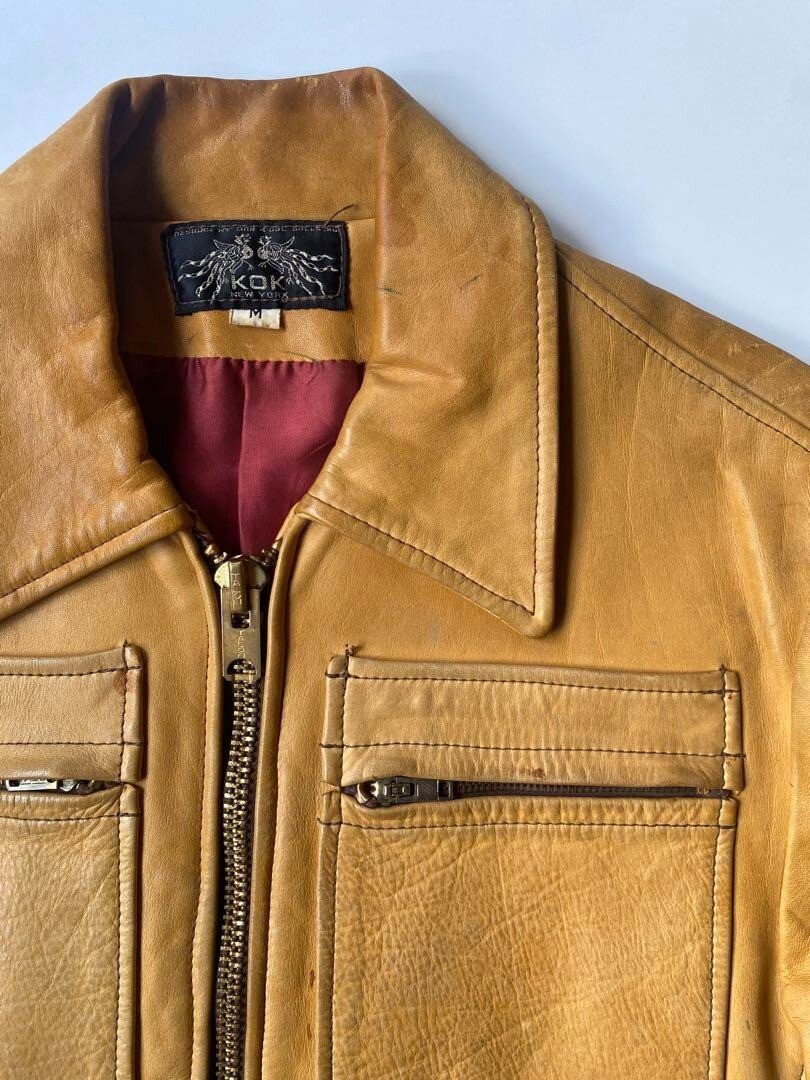 70s KOK leather jacket East West Riders vintage size M Used 70s KOK leather jacket East West Riders vintage size M Used