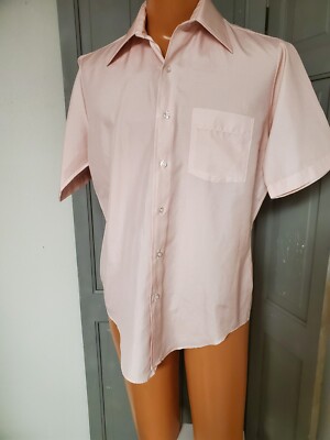 M VTG 60s  70 s Arrow Kent mod Disco Shirt Dagger Butterfly Collar pink Taper
