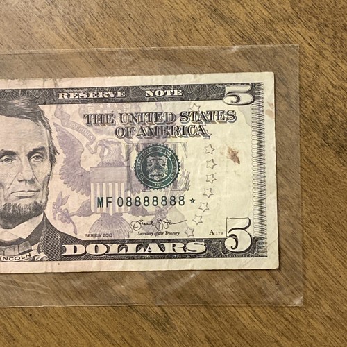 Rare Five Dollar Star 5* Federal Note Near Solid 8 Serial Number