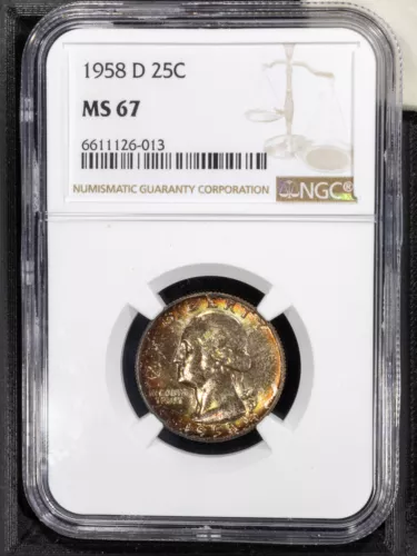 1958-D 25C Washington Quarter NGC MS67 Toner