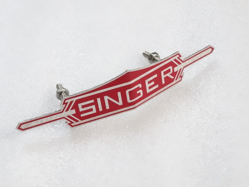 Vintage Singer Car Radiator Grille Badge Emblem Brass & Chrome Bolts On ...