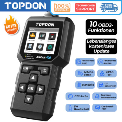 TOPDON AL400 Profi KFZ OBD2 Diagnosegerät Auslesegerät für VW Audi BMW Benz PKW