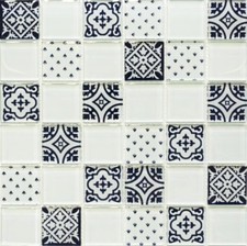 Verre Optique Blanc Miroir Mosaïque Cuisine Brique 78B-0103 10 Mosaikmatten