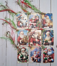 9 Santa Claus Handmade Gift Tags Scrapbooks Junk Journals Crafts Parties