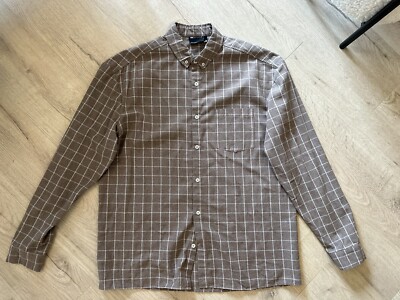 ASOS Mens Brown Long Sleeve Checkered Shirt Size M UK - Main Image