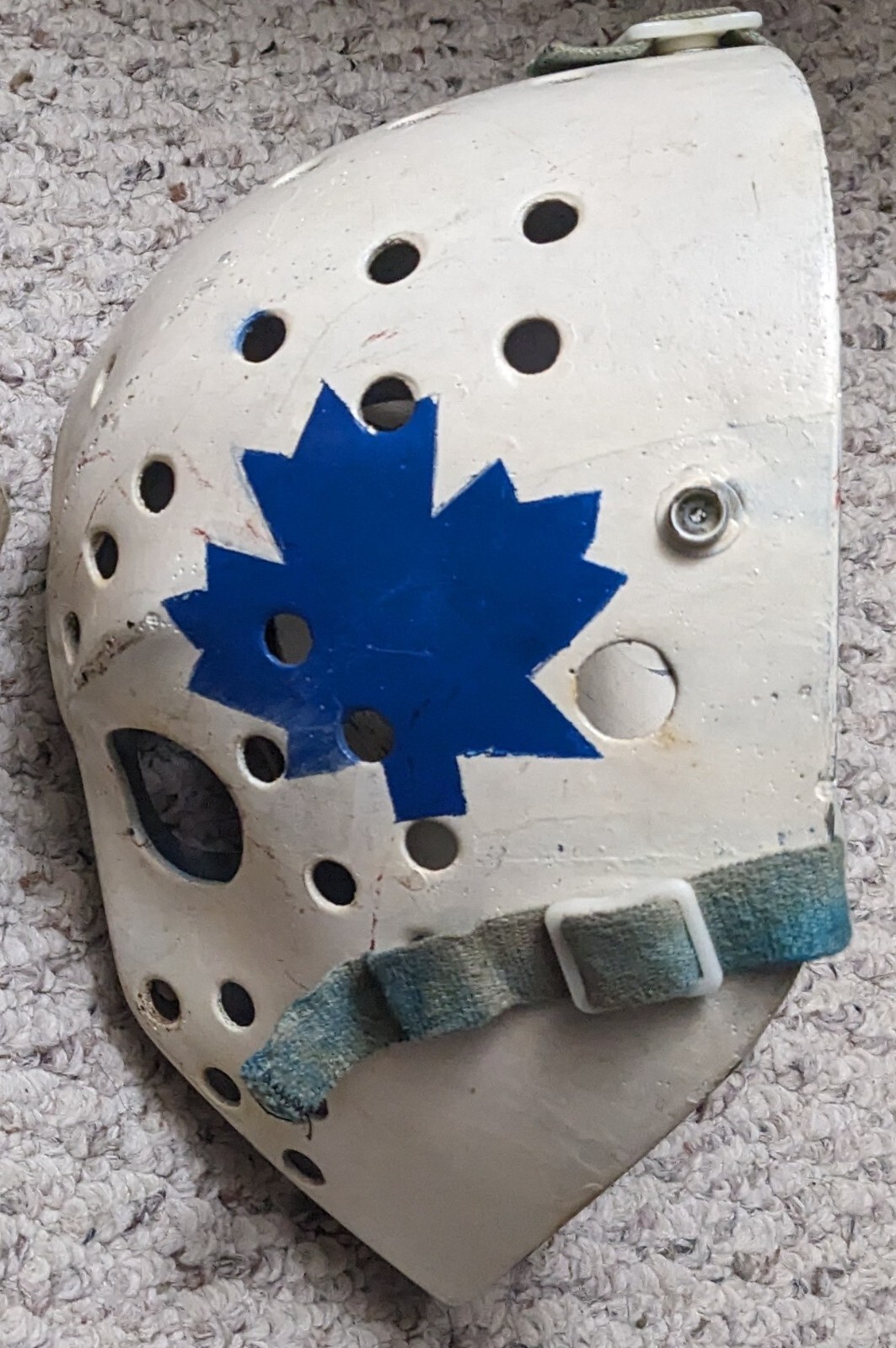 1971 Jacques Plante Fibrosport hockey goalie mask +backplate USA
