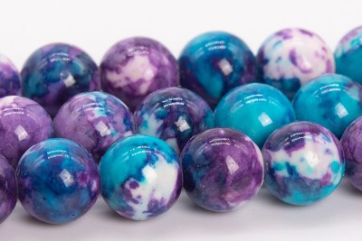 Purple & Blue Rain Flower Jade Beads Round Stone Loose Beads 4/6/8/10/12MM