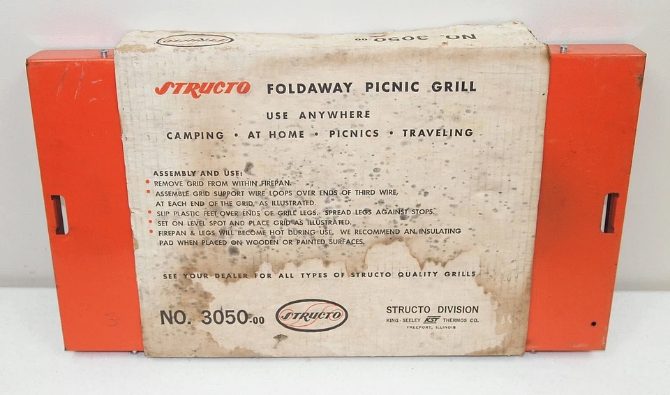 ¡¡GENIAL!! Usado De Colección Carbón STRUCTO #3050 "Parrilla Plegable Picnic Exterior" CAMPING Foto 2 de 4