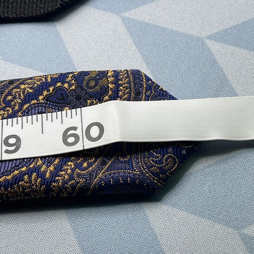 Corbata John W Nordstrom azul marino y dorado seda de lujo hecha en Italia - Imagen 5 de 5
