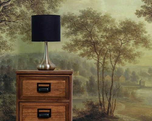 Rural Landscape Forest with River Vintage Panoramic View Decor Wallpaper Murals - Picture 5 of 10