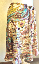 ROBERTO CAVALLI Vintage Silk Skirt Unique Pattern with Ruffle Hem Size L