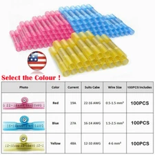 100PC Assorted Heat Shrink Wire Butt Connectors Crimp Terminal Kit Waterproof US